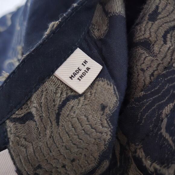 Billy Reid Jacquard Kaftan Dress Blue Long Oversized Caftan Fringe Medium Large - Picture 13 of 16